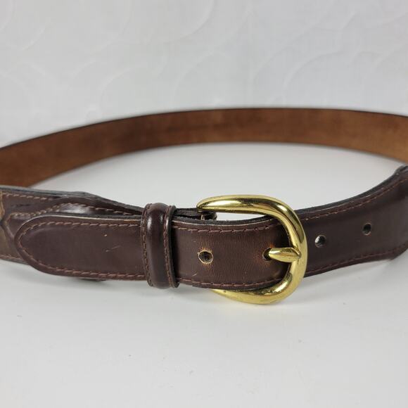 Mens Genuine Leather‎ Belt 34 Brown Basket Weave Braided Solid Brass Buckle - Picture 2 of 15